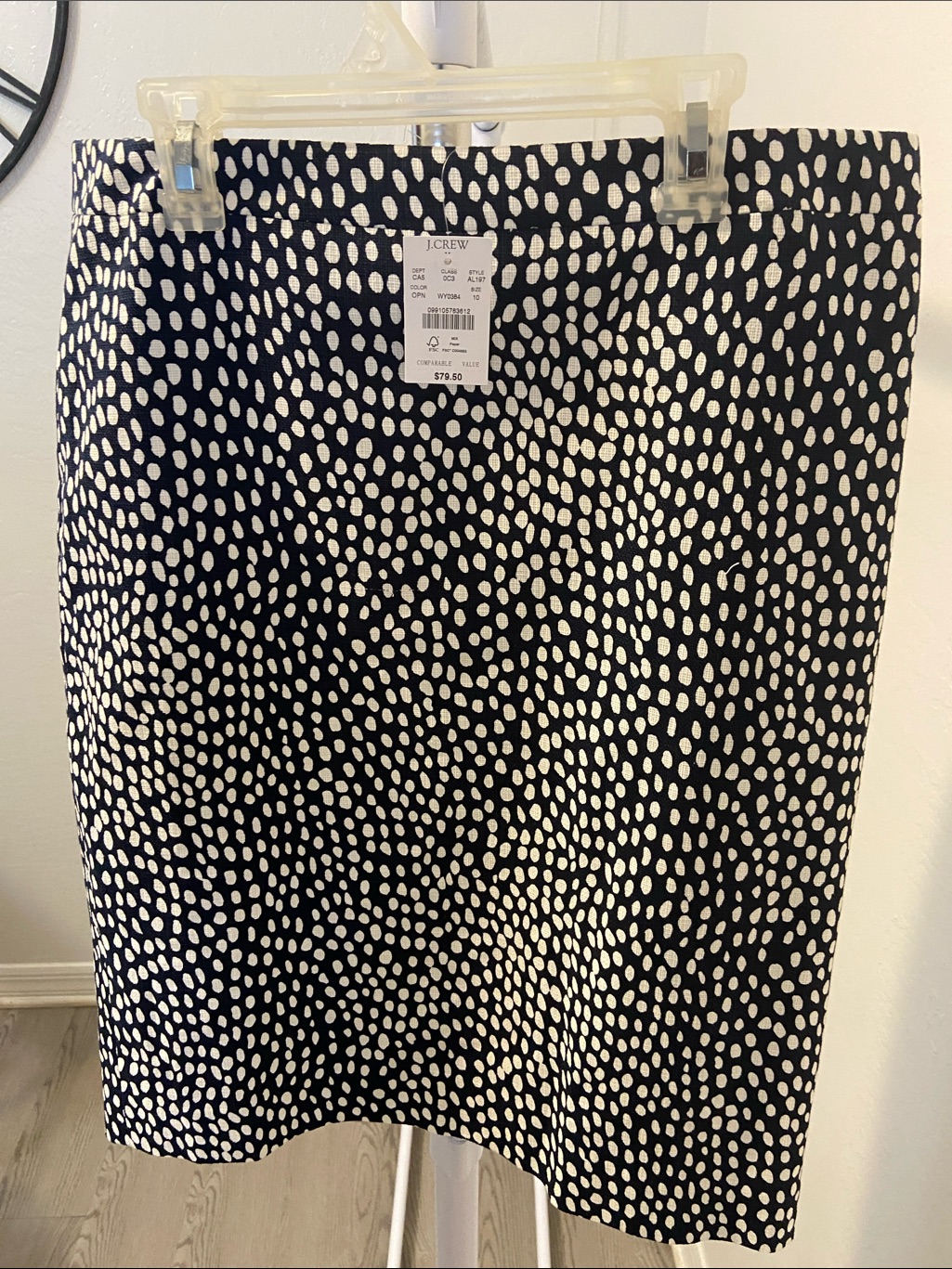 J. Crew Black And White Dalmatian Dot Pencil Skirt